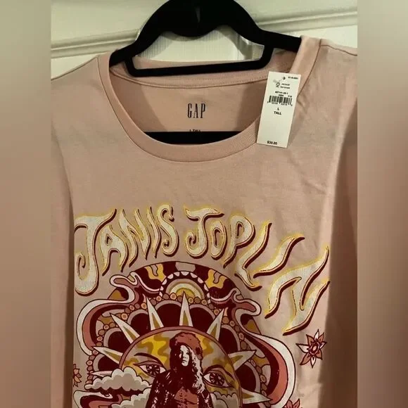 Gap pink Janis Joplin, large tall, nwt 70s tee - Picture 5 of 6